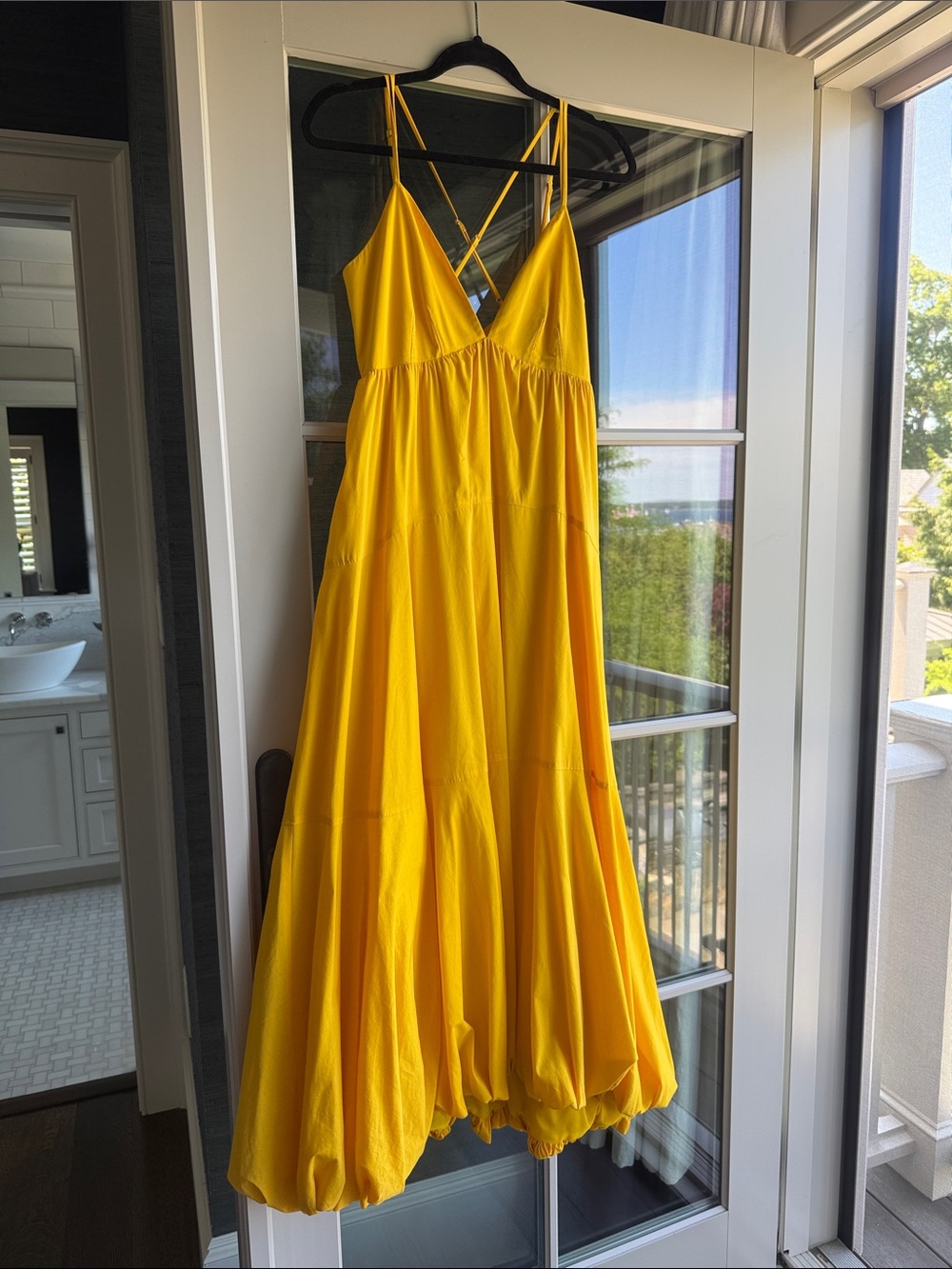 cinq a sept Yellow Strappy V‑Neck Maxi Dress